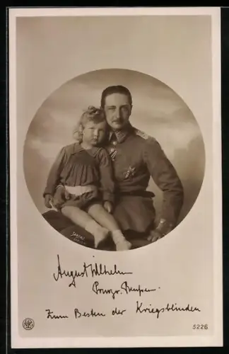 AK Prinz August Wilhelm von Preussen mit Sohn, Zum Besten der Kriegsblinden