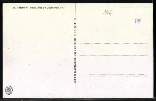 AK Kirchgang im Schwarzwald in Tracht