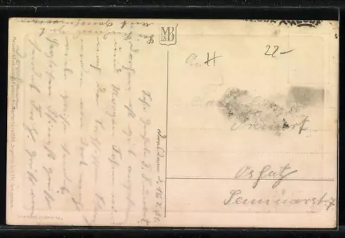 Künstler-AK Meissner & Buch (M&B) Nr. 1674: Segelnde Schiffe an einem Fabrikgebäude