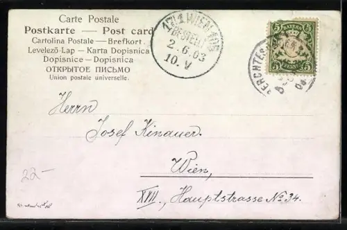 Künstler-AK Karl Heinisch: Berchtesgaden, Teilansicht mit Bergen