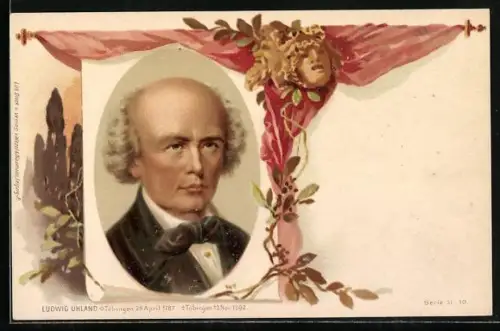 AK Ludwig Uhland, Portrait des Dichters