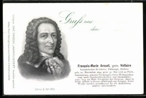 AK Serie: Das grosse Jahrhundert, Porträt von Francoise-Marie Arouet, gen. Voltaire