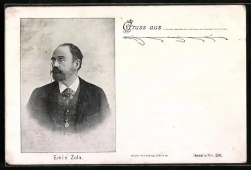 AK Emile Zola im Portrait