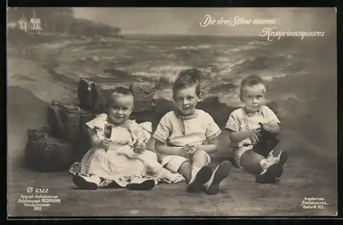 AK Die drei Söhne unseres Kronprinzenpaares, sitzend