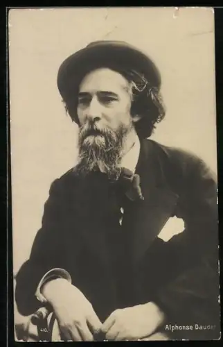 AK Alphonse Daudet, Portrait des Autors