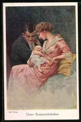 Künstler-AK Bill Fisher: Unser Sonnenscheinchen, glückliche Familie
