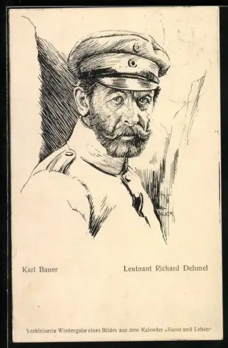 AK Porträtbild von Leutnant Richard Dehmel in Uniform