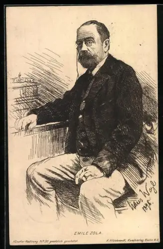 AK Portrait des Dichters Emile Zola