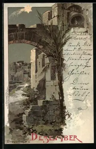 Künstler-AK T.Guggenberger: Allegorie, Dezember, Der Stern von Bethlehem