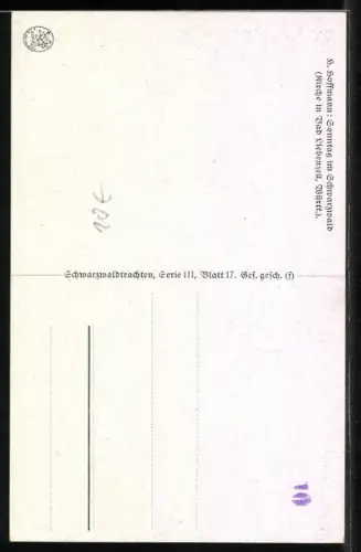 Künstler-AK Bad Liebenzell, Leute auf den Weg zur Kirche am Sonntag