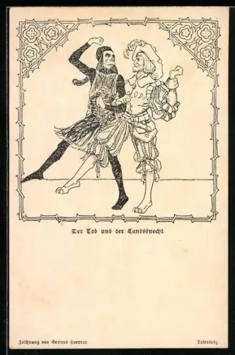 AK Der Tod und der Landsknecht, Totentanz