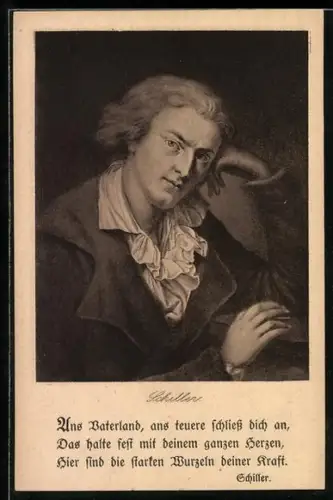 AK Dichter Friedrich Schiller stützt den Kopf auf seine Hand