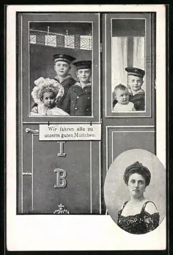 AK Kronprinzessin Luise mit ihren Kindern, Wir fahren alle zu unserm guten Muttchen