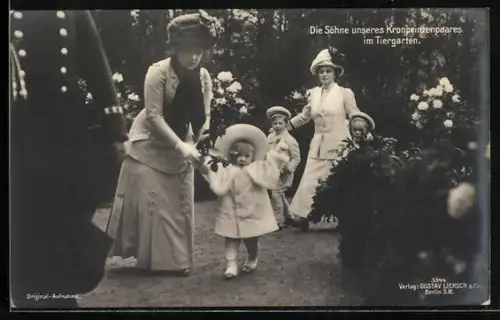 AK Berlin, die Söhne des Kronprinzen Wilhelm von Preussen im Tiergarten