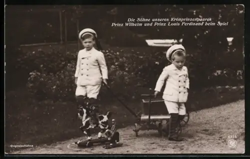 AK Prinz Louis Ferdinand und Prinz Wilhelm beim Spiel