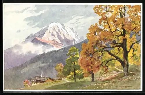 Künstler-AK Edward Harrison Compton: Watzmann von der Ramsau gesehen