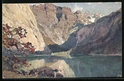 Künstler-AK Edward Harrison Compton: Obersee mit Gebirgslandschaft