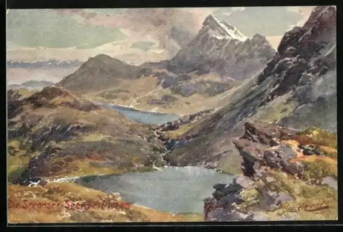 Künstler-AK Edward Theodore Compton: Die Spronser-Seen bei Meran