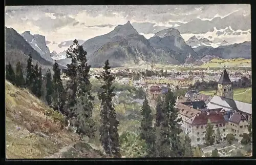 Künstler-AK Edward Harrison Compton: Bad Reichenhall, Teilansicht