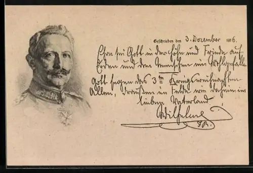 AK Portrait von Kaiser Wilhelm II. in Uniform mit Orden