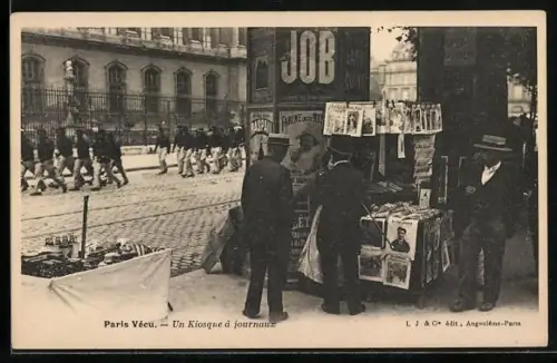 AK Paris, Un Kiosque à Journaux, Zeitungshändler auf der Strasse