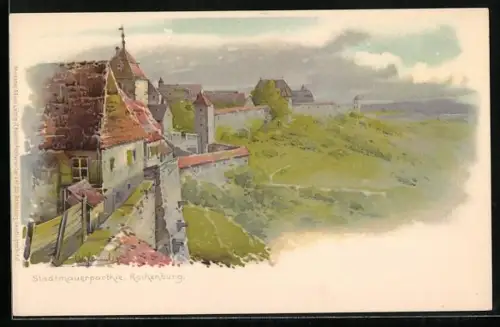 Künstler-AK Rothenburg / Tauber, Stadtmauerpartie
