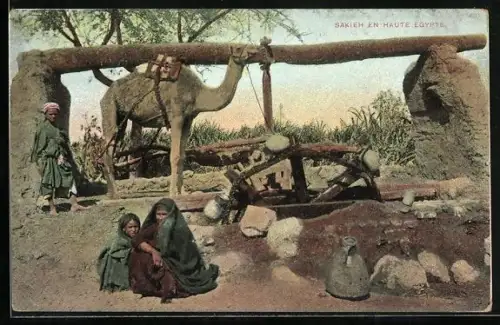 AK Arabische Familie mit Kamel