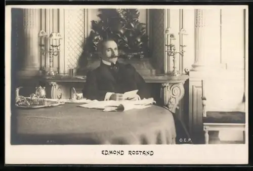AK Edmond Rostand, Portrait des Dichters