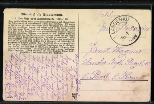 AK Bismarck als Staatsmann, Der Alte vom Sachsenwalde