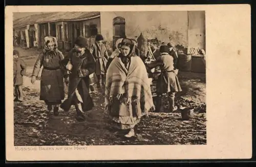 AK Russische Bauern auf dem Markt