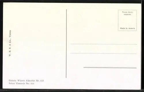 Künstler-AK Carl Zewy: Der neue Hut, Frau im Kleid sitzt auf einem Stuhl und näht einen Hut