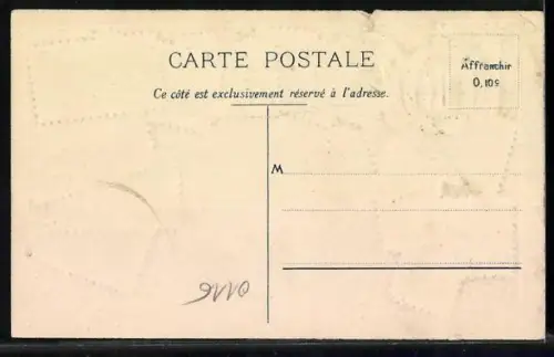 AK Frankreich, Briefmarken und Wappen mit Fahnen