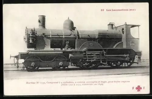 AK Machine No 1753, Compound à 4 cylindres, Les Locomotives (Midi), französische Eisenbahn