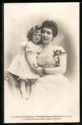 AK La Duchesse de Vendome Princesse Henriette de Belgique et Princesse Marie-Louise d`Orléans, Adel von Belgien