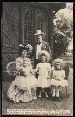 AK LL.AA.RR. Mgr. le Duc, Mme. la Duchesse de Vendome et les Princesses Marie Louise, Sophie et Genevieve d` Orleans