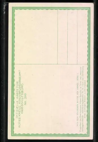 Künstler-AK Harry Heusser: Fliegertod des Oberleutnantes Albert Sanchez la Cerda, Rotes Kreuz