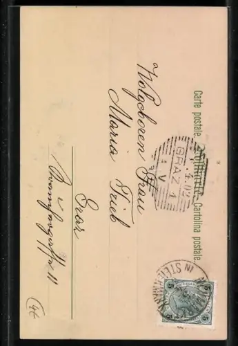 Künstler-Lithographie E. Döcker: Die Grosse That, Ganghofer, Vater und Sohn