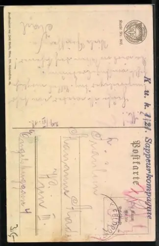 Künstler-AK Franz Kuderna, Deutscher Schulverein Nr. 802: Vater übergibt die väterlichen Pflichten an den Sohn