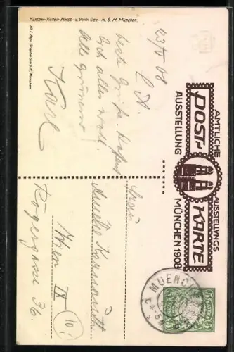 Künstler-AK München, Ausstellung 1908, Frauentürme unterm Sternenzelt