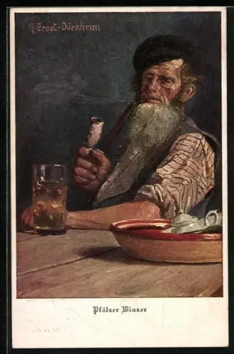 Künstler-AK sign. Gustav Ernst: Pfälzer Winzer II., Wein