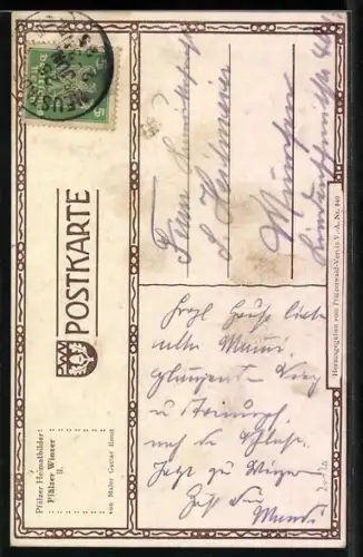 Künstler-AK sign. Gustav Ernst: Pfälzer Winzer II., Wein