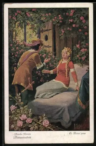Künstler-AK Otto Kubel: erwachtes Dornröschen