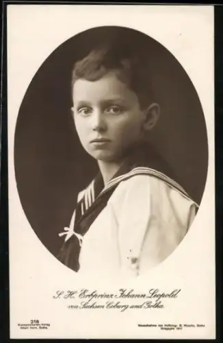 AK Erbprinz Johann Leopold von Sachsen-Coburg-Gotha im Matrosenhemd