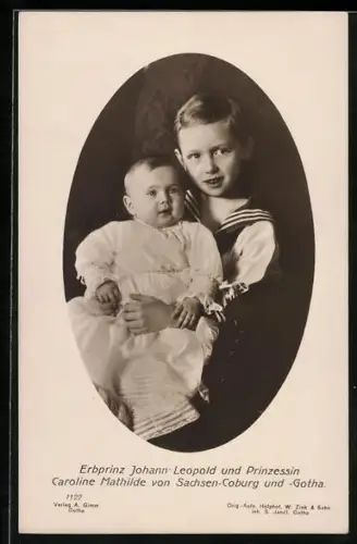 AK Portrait Erbprinz Johann Leopold mit Prinzessin Caroline Mathilde
