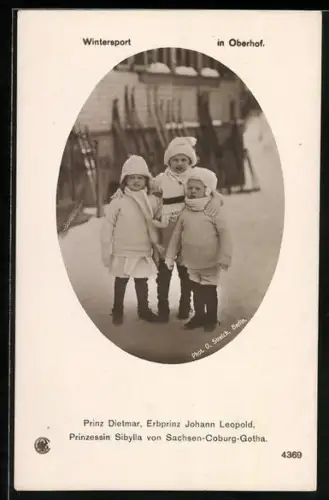 AK Oberhof, Prinz Dietmar, Erbprinz Johann Leopold, Prinzessin Sibylla von Sachsen-Coburg-Gotha