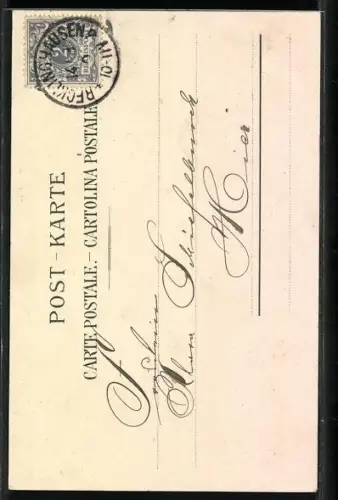 Lithographie Harfenspieler gedenkt seiner Liebsten, Portrait der Dame mit Liebesschwur, Darstellung im Jugendstil