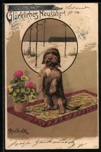 Künstler-Lithographie Alfred Mailick: Hund macht Männchen