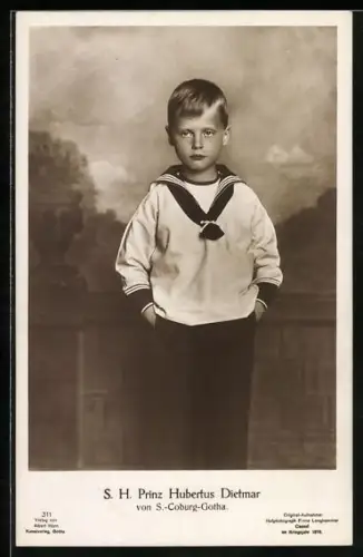 AK Portrait Prinz Hubertus Dietmar von Sachsen-Coburg-Gotha