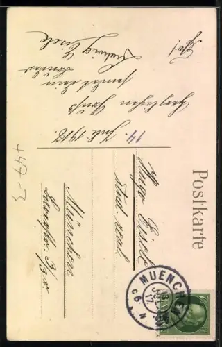 Künstler-AK München, Absolvia der Luitpold-Realschule 1917, Studentenwappen