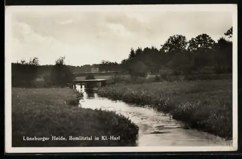 AK Kleinharl /Lüneburger Heide, Bomlitztal mit Brücke